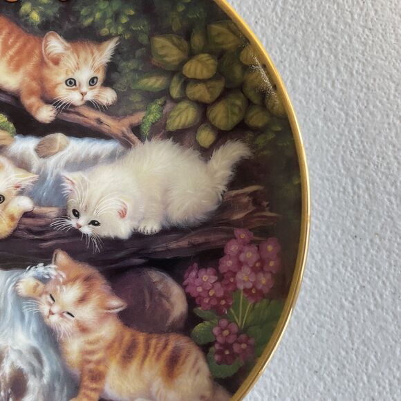 July - At The Little Waterfall Plate Cat Kitten By Jurgen Scholz Timeless Tails - Picture 5 of 9